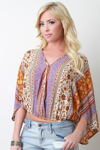 Floral Bohemian Surplice Blouse