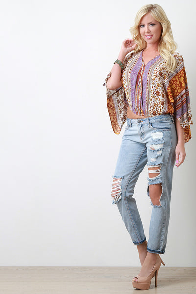 Floral Bohemian Surplice Blouse