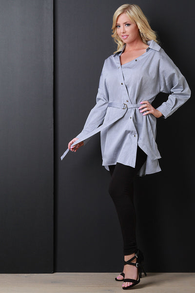 Asymmetrical Button-Up Smock Top