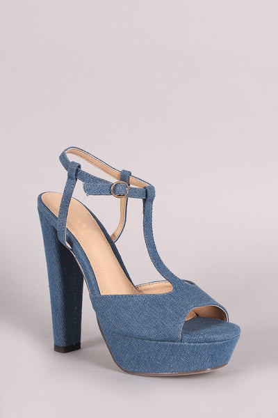 Liliana Ankle Wrap T-Strap Platform Chunky Heel