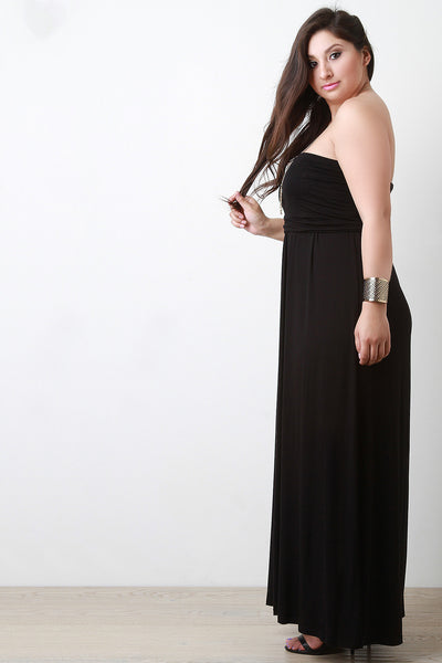 Solid Strapless Maxi Dress