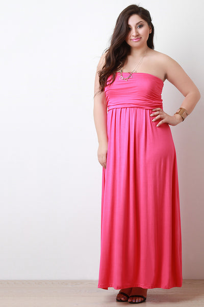 Solid Strapless Maxi Dress