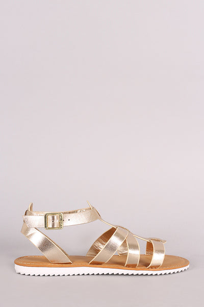 Bamboo Strappy Lug Sole Flat Sandal