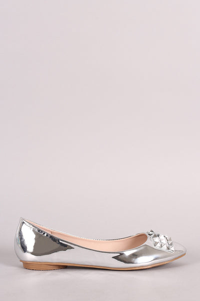 Studded Bow Patent Ballet Flat