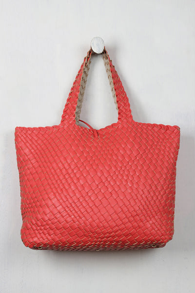 Reversible Woven Tassel Tie Tote Bag