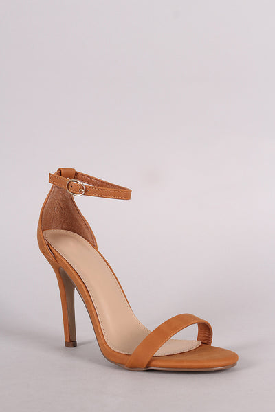 Breckelle Nubuck Thin Ankle Strap Stiletto Heel