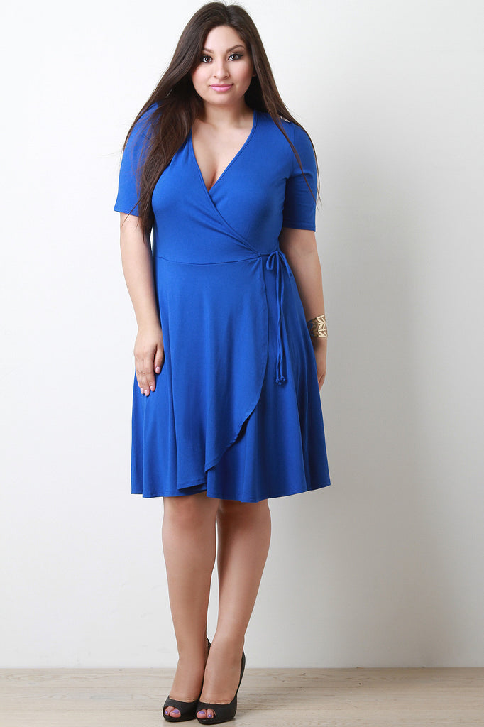Surplice Elbow Sleeve Wrap Midi Dress Fashion Unlimited Surplice Elbow Sleeve Wrap Midi Dress Fashion Unlimited