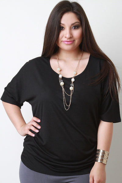 Texture Dolman Sleeve Necklace Top