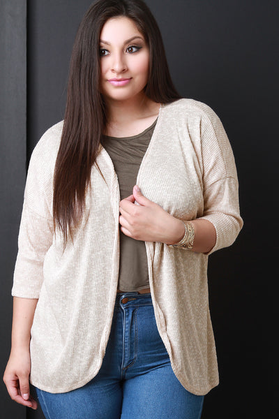 Melange Knit Drop Shoulder Cardigan