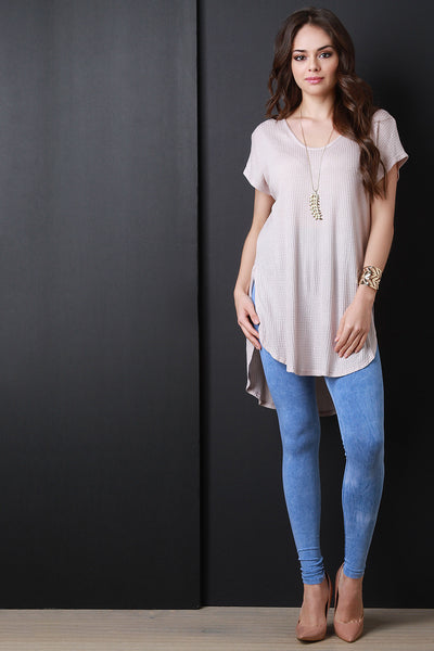 Texture Dolman Sleeve Round Hem Top