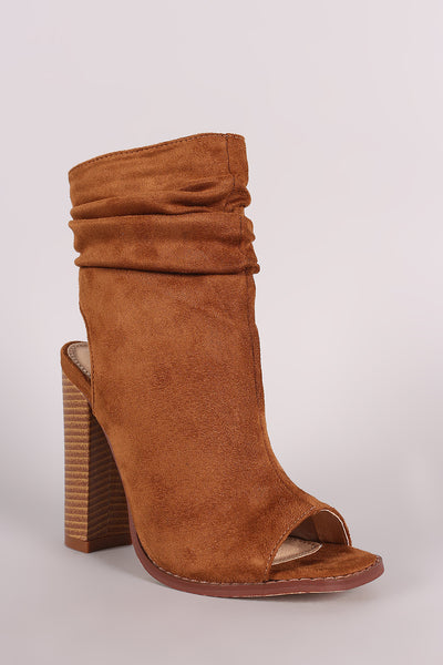 Liliana Slouchy Shaft Open Toe Booties