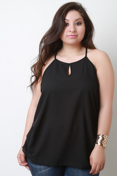 Semi-Sheer Keyhole Sleeveless Top