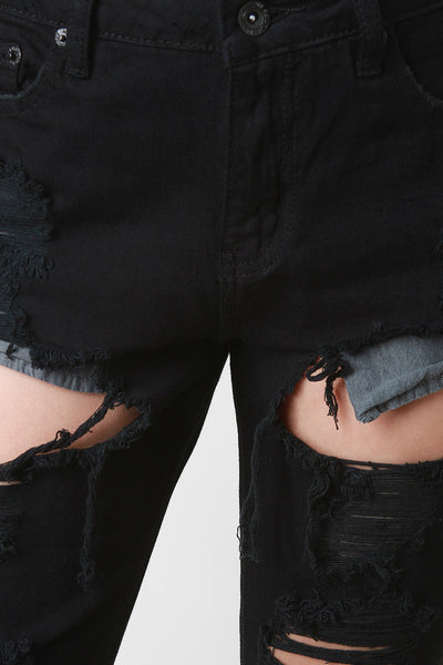 Boyfriend Distress Denim Shorts