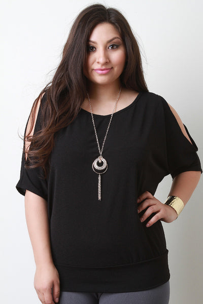 Cold Shoulder Bat Wing Sleeve Top