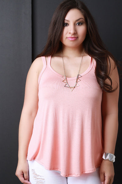 Solid Scoop Neck Double Strap Top