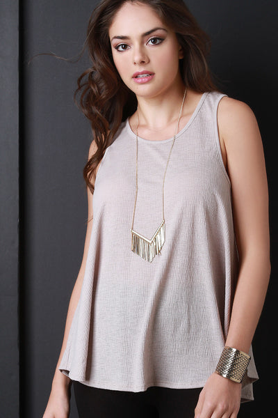 Crinkle Round Neck Sleeveless Top