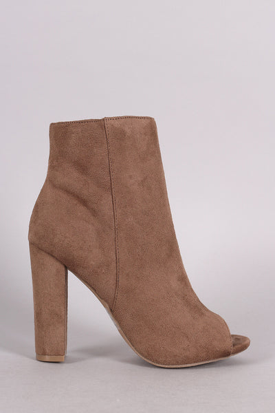 Wild Diva Lounge Peep Toe Chunky Heel Booties