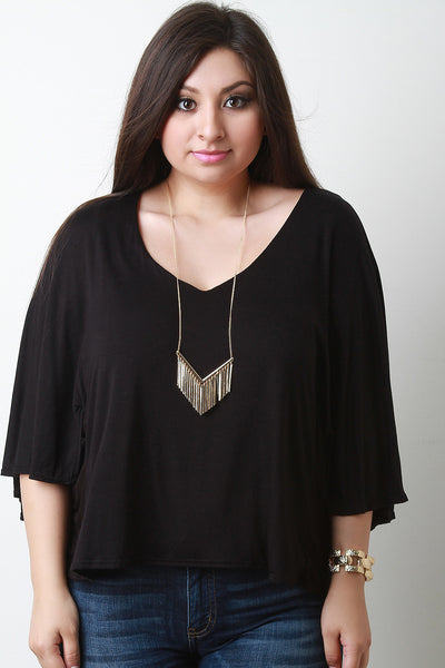 Jersey Knit V-Neck Dolman Sleeve Top