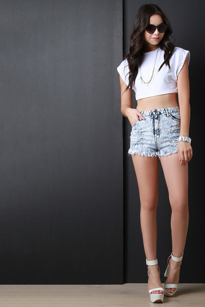 Jersey Knit Cap Sleeve Crop Top