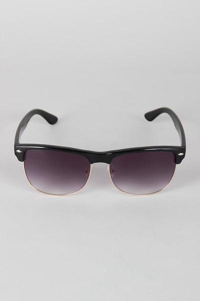 Semi-Rimless Metal and Plastic Sunglasses