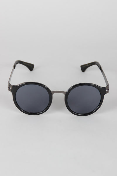 Retro Metal and Plastic Round Sunglasses