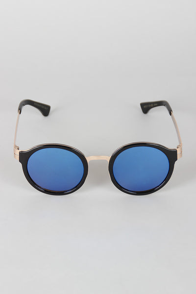 Retro Metal and Plastic Round Sunglasses