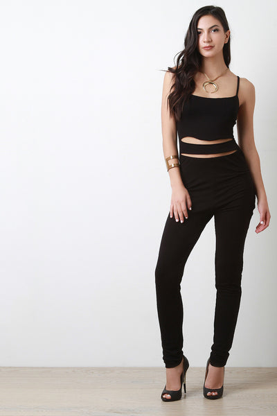 Slit Midriff Sleeveless Jumpsuit