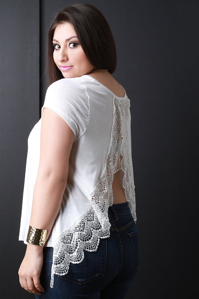 Crochet Open Back Short Sleeve Top