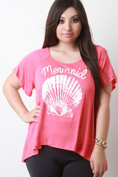 Mermaid Clam Shell Graphic Print Tee