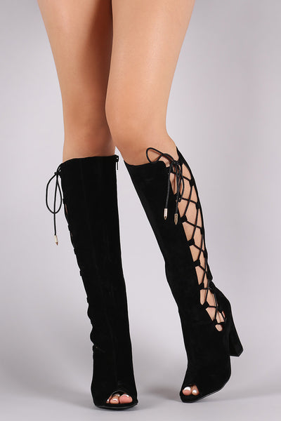 Shoe Republic LA Lace Up Knee High Boots