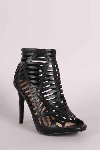 Anne Michelle Caged Peep Toe Stiletto Heel