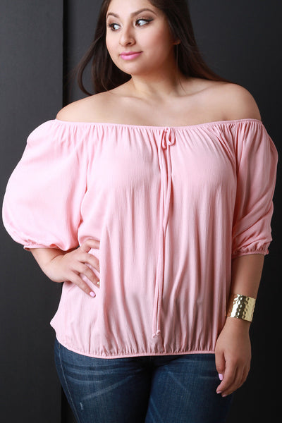 Off Shoulder Long Sleeve Peasant Top