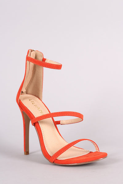 Liliana Suede Triple Straps Single Sole Heel