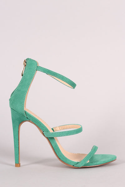 Liliana Suede Triple Straps Single Sole Heel