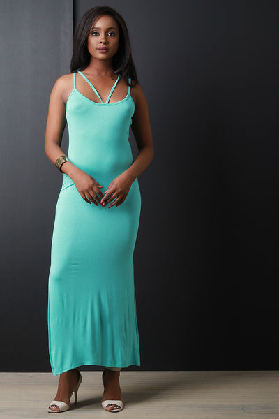 Strappy Sleeveless Double Slit Maxi Dress