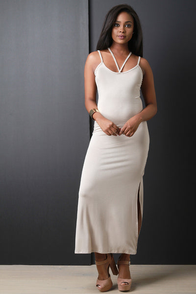 Strappy Sleeveless Double Slit Maxi Dress