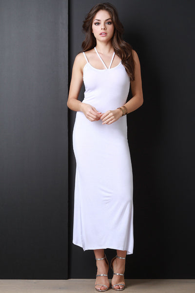 Strappy Sleeveless Double Slit Maxi Dress