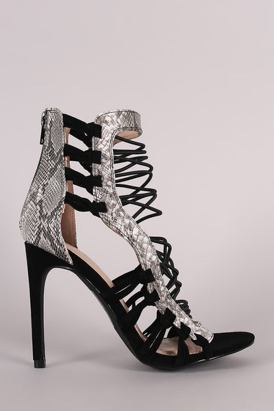 Shoe Republic LA Python Strappy Stiletto Heel