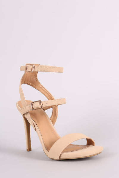 Anne Michelle Nubuck Triple Straps Single Sole Heel