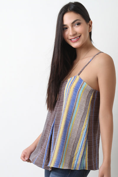 Patterned Striped Cami Shift Top