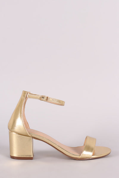 Metallic Single Band Open Toe Chunky Heel