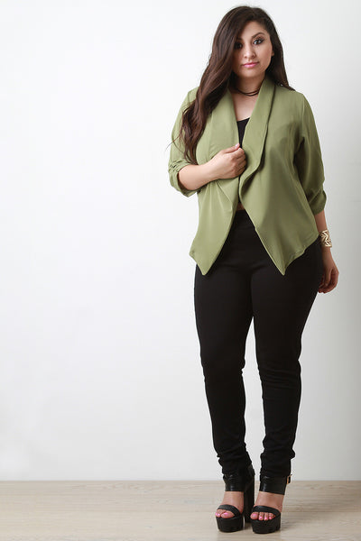 Chiffon Waterfall Open Front Blazer