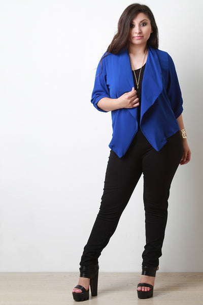 Chiffon Waterfall Open Front Blazer