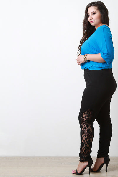 Lace Inset High Waisted Leggings