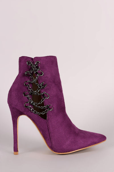 Vegan Suede Pointy Toe Chained-Up Pump