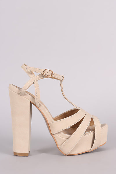 T-Strap Peep Toe Chunky Platform Heel