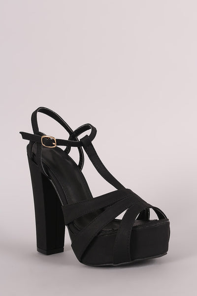 T-Strap Peep Toe Chunky Platform Heel