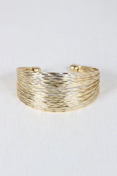 Hammered Wire Open Cuff Bracelet