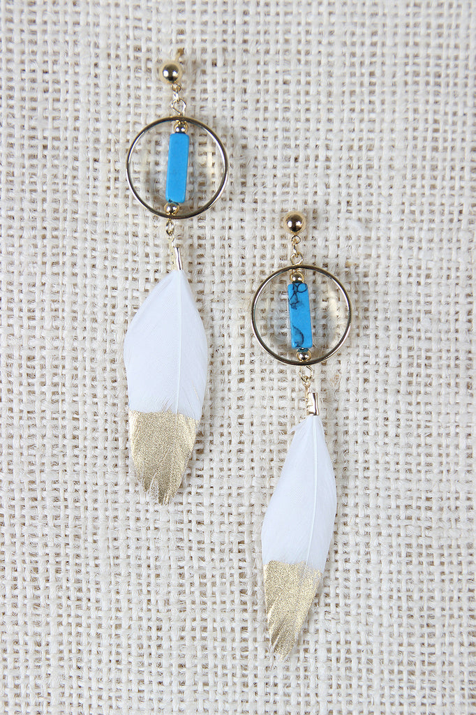 Sacred Ibis Feather Drop Earrings