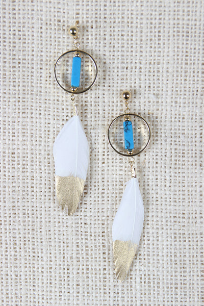 Sacred Ibis Feather Drop Earrings